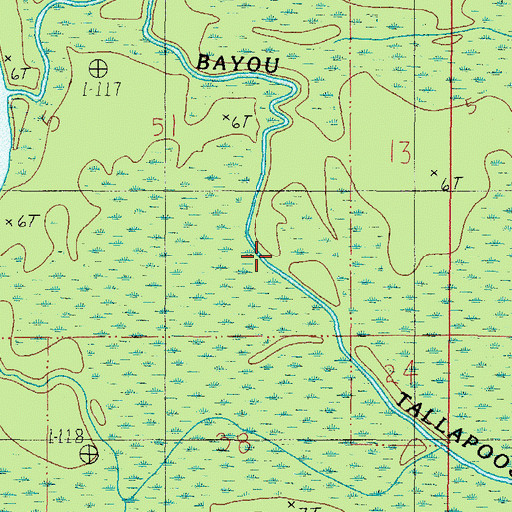 Topographic Map of Bayou Tallapoosa, AL