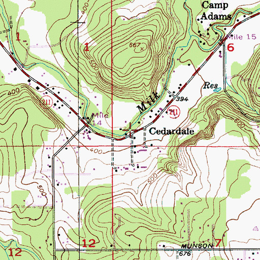 Topographic Map of Cedardale, OR