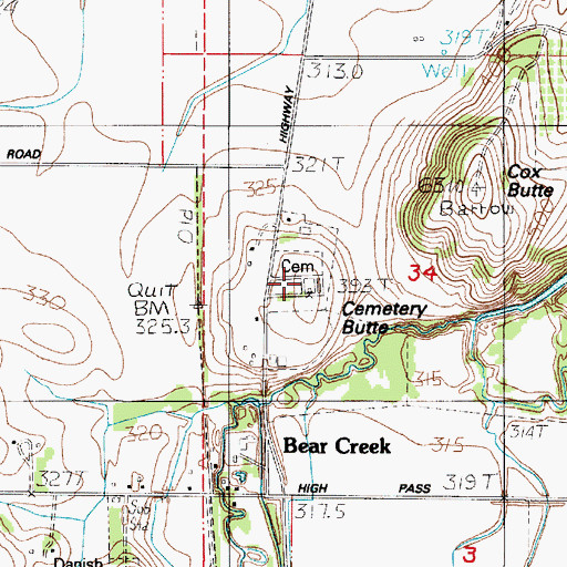 Topographic Map of Cemetery Butte, OR