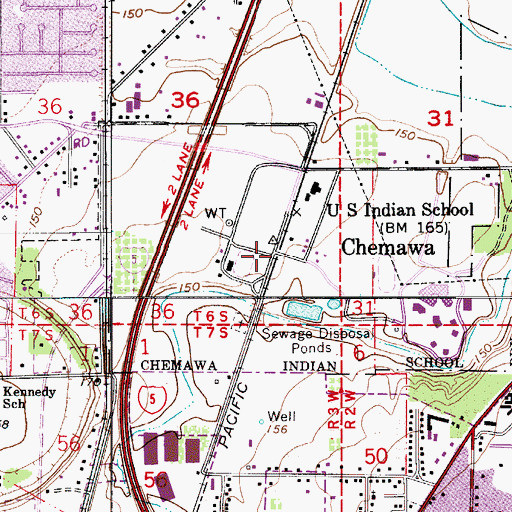 Topographic Map of Chemawa, OR