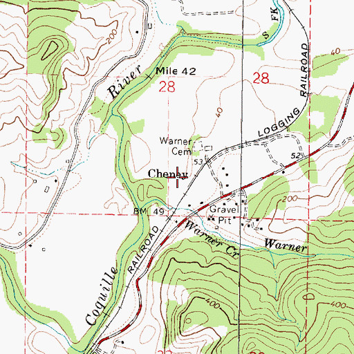 Topographic Map of Cheney (historical), OR