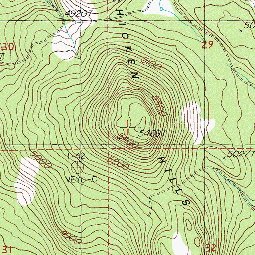 Topographic Map of Chicken Hills, OR