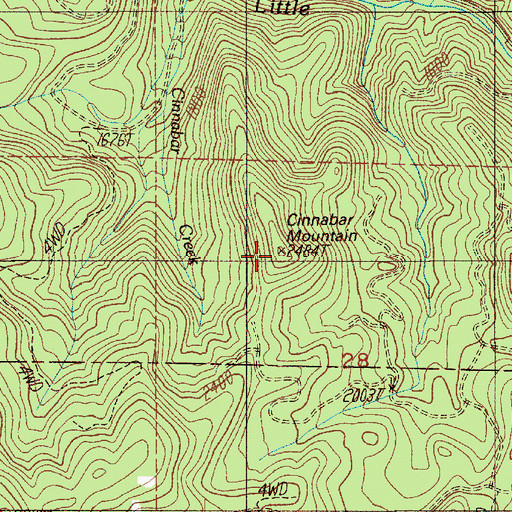 Topographic Map of Cinnabar Mountain, OR