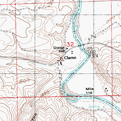 Topographic Map of Clarno, OR