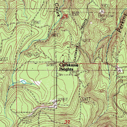 Topographic Map of Clatskanie Heights, OR