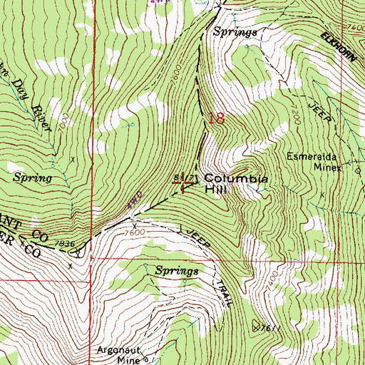 Topographic Map of Columbia Hill, OR