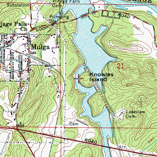 Topographic Map of Bayview Lake, AL