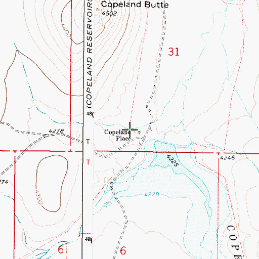 Topographic Map of Copeland Place, OR