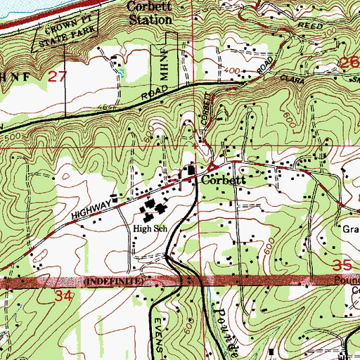 Topographic Map of Corbett, OR