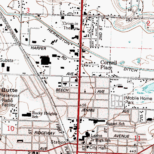 Topographic Map of Cornell Place, OR