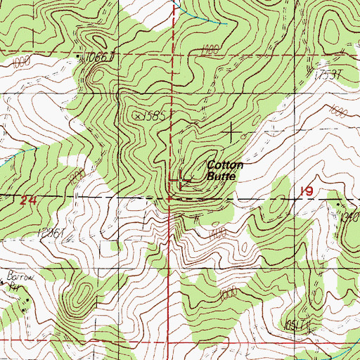 Topographic Map of Cotton Butte, OR