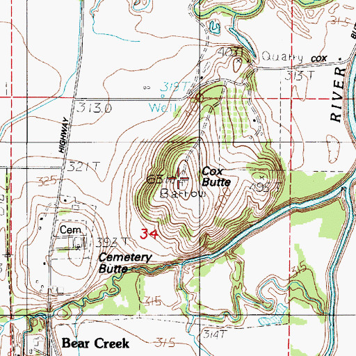 Topographic Map of Cox Butte, OR
