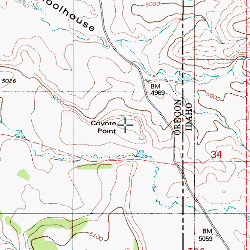 Topographic Map of Coyote Point, OR
