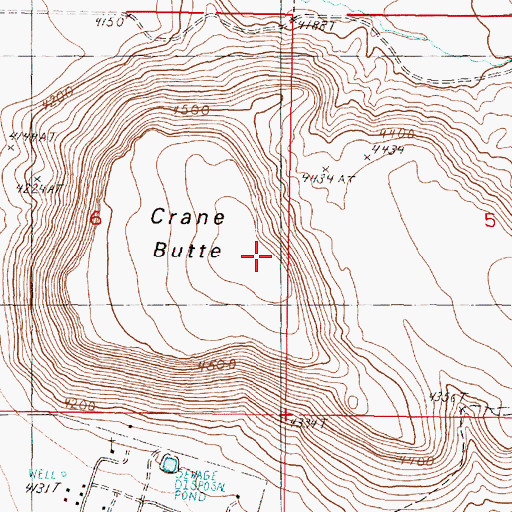 Topographic Map of Crane Butte, OR