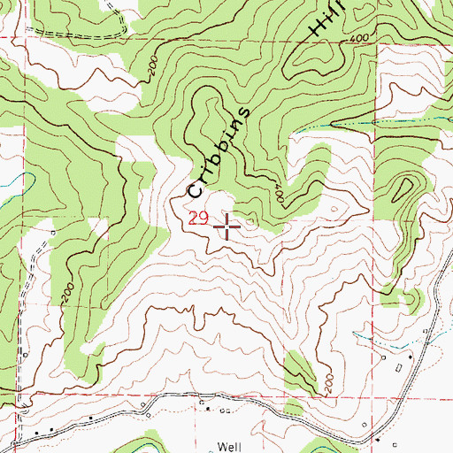 Topographic Map of Cribbins Hill, OR