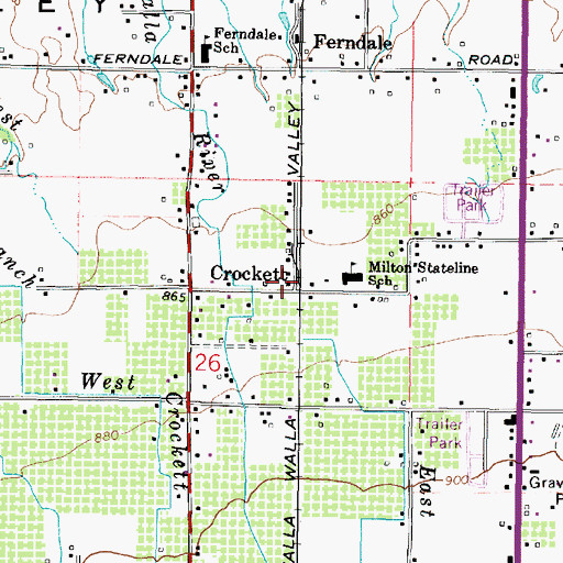 Topographic Map of Crockett, OR