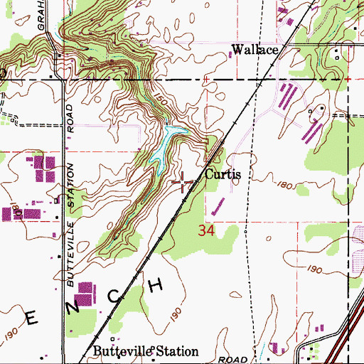 Topographic Map of Curtis, OR