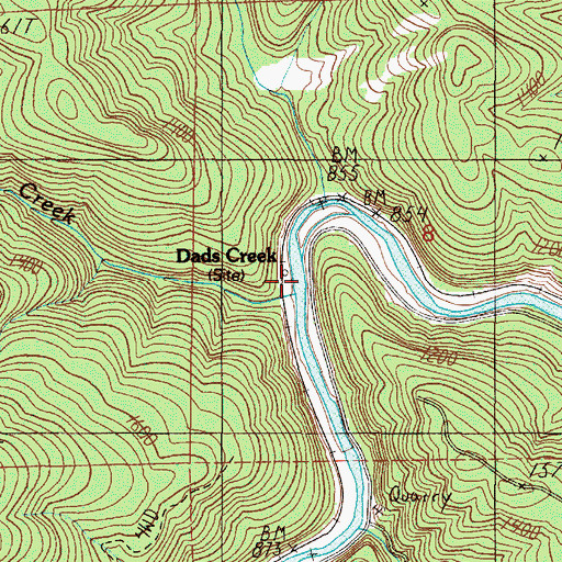 Topographic Map of Dads Creek, OR