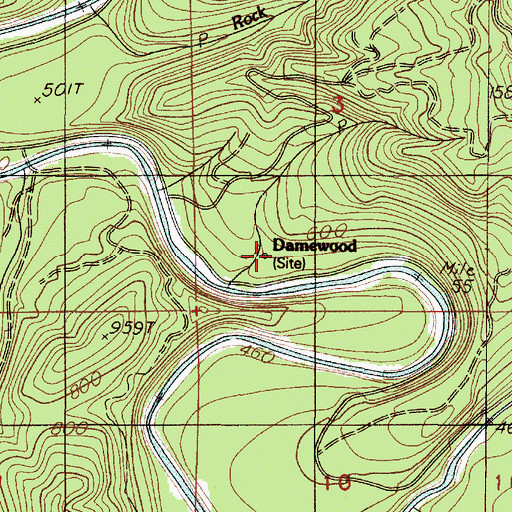 Topographic Map of Damewoods Place, OR