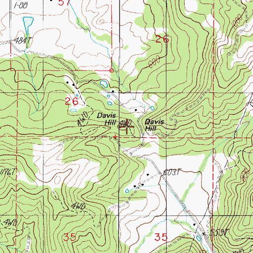 Topographic Map of Davis Hill, OR
