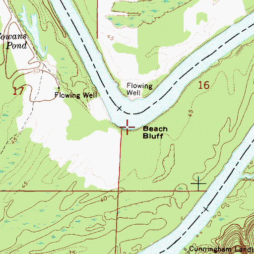 Topographic Map of Beach Bluff, AL