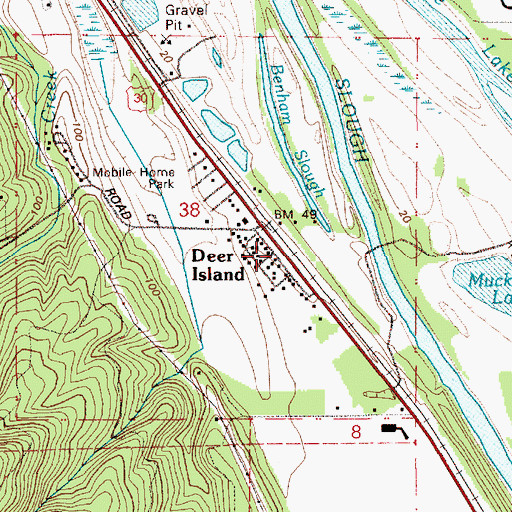 Topographic Map of Deer Island, OR