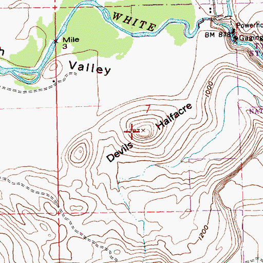 Topographic Map of Devils Halfacre, OR