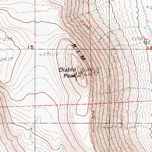 Topographic Map of Diablo Peak, OR