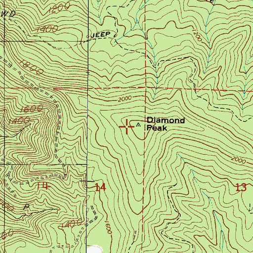 Topographic Map of Diamond Peak, OR