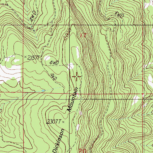 Topographic Map of Dickinson Mountain, OR
