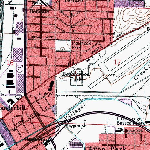 Topographic Map of Beachwood Park, AL