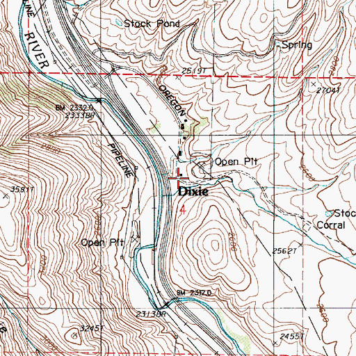 Topographic Map of Dixie, OR