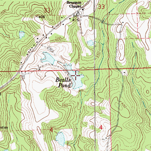 Topographic Map of Bealls Pond, AL