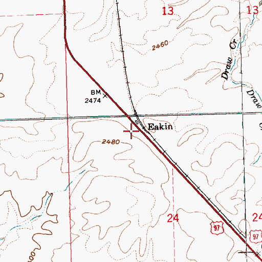 Topographic Map of Eakin, OR