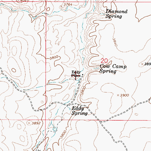 Topographic Map of Eddy Place, OR