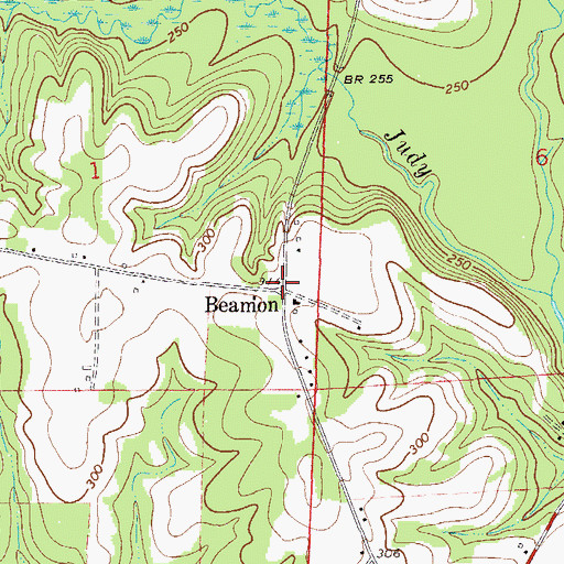 Topographic Map of Beamon, AL