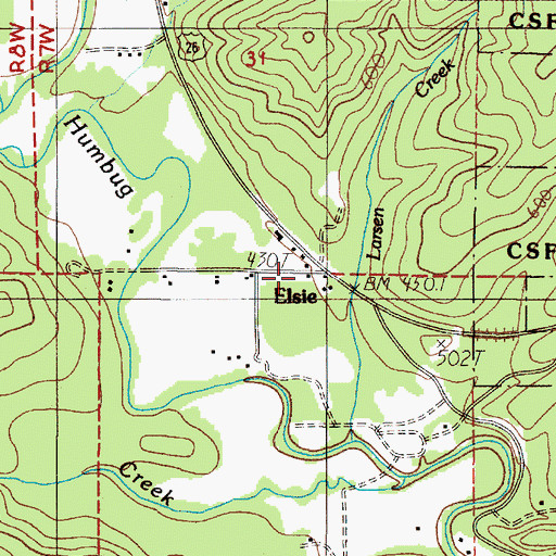 Topographic Map of Elsie, OR
