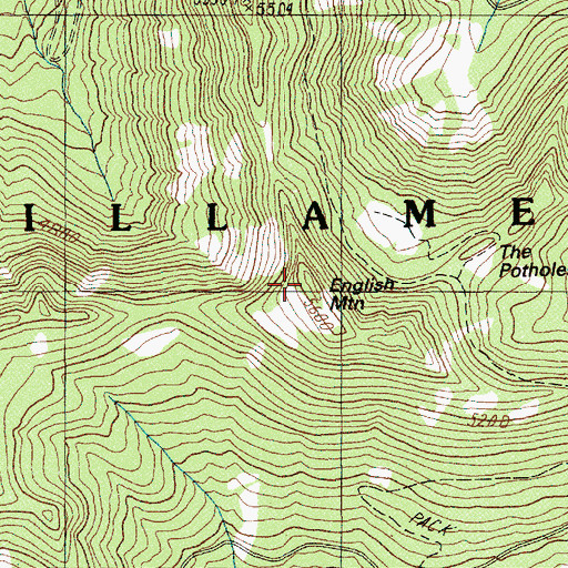 Topographic Map of English Mountain, OR