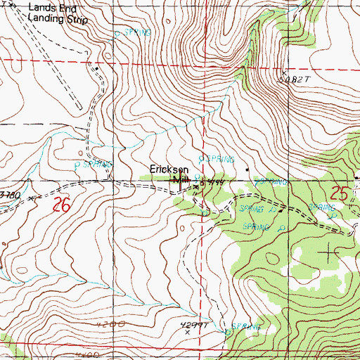 Topographic Map of Erickson Mill, OR