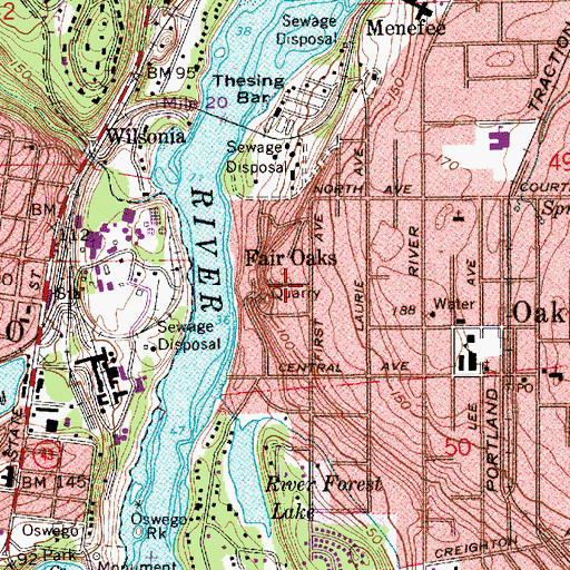 Topographic Map of Fair Oaks, OR