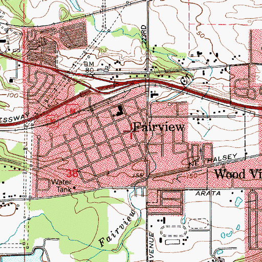 Topographic Map of Fairview, OR