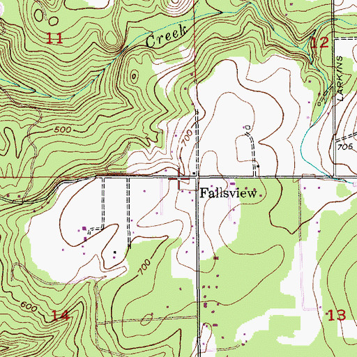 Topographic Map of Fallsview, OR
