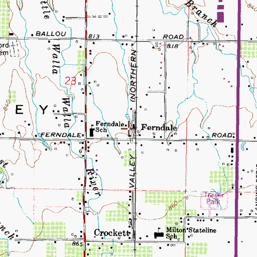 Topographic Map of Ferndale, OR