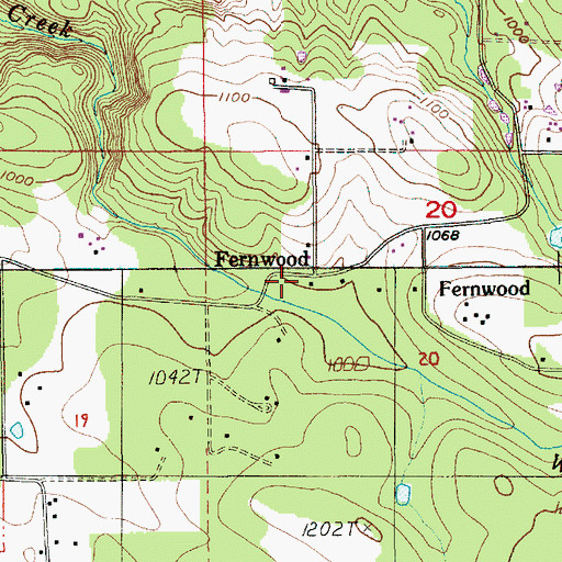 Topographic Map of Fernwood, OR
