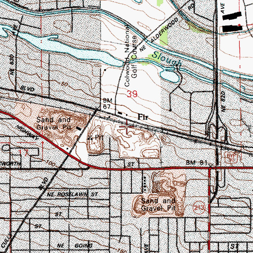 Topographic Map of Fir, OR