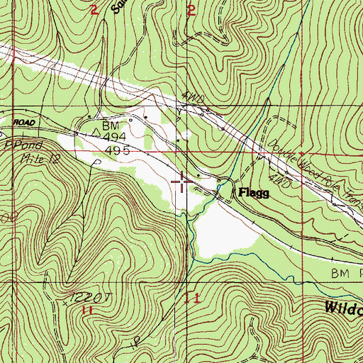 Topographic Map of Flagg (historical), OR