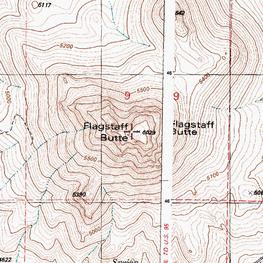 Topographic Map of Flagstaff Butte, OR