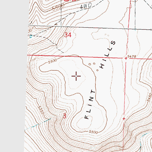 Topographic Map of Flint Hills, OR