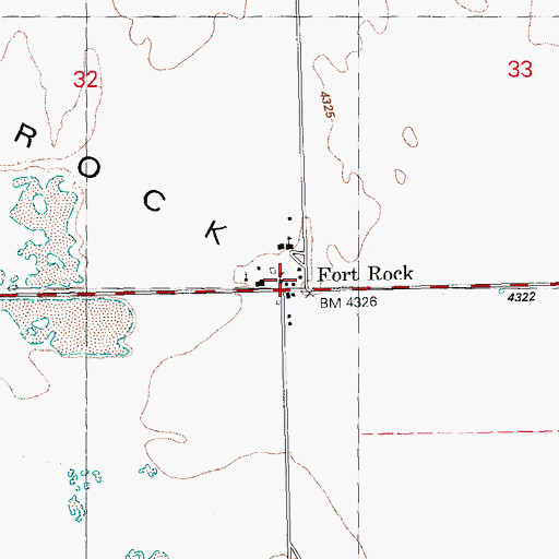 Topographic Map of Fort Rock, OR