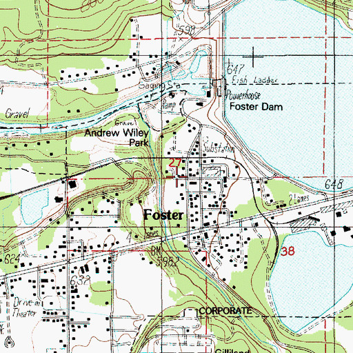 Topographic Map of Foster, OR